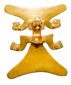 Collier en or précolombien, figure d'aigle et de vautour royal