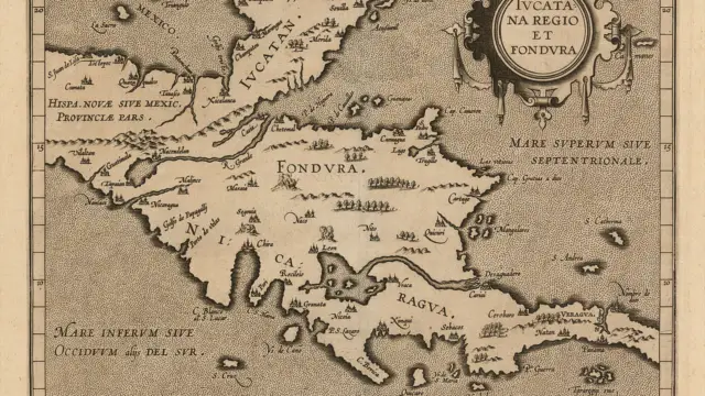 Carte du Yucatán, Honduras, Nicaragua, Costa Rica et Veragua en 1597