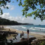 Plage typique de la côte Caraïbe du Costa Rica